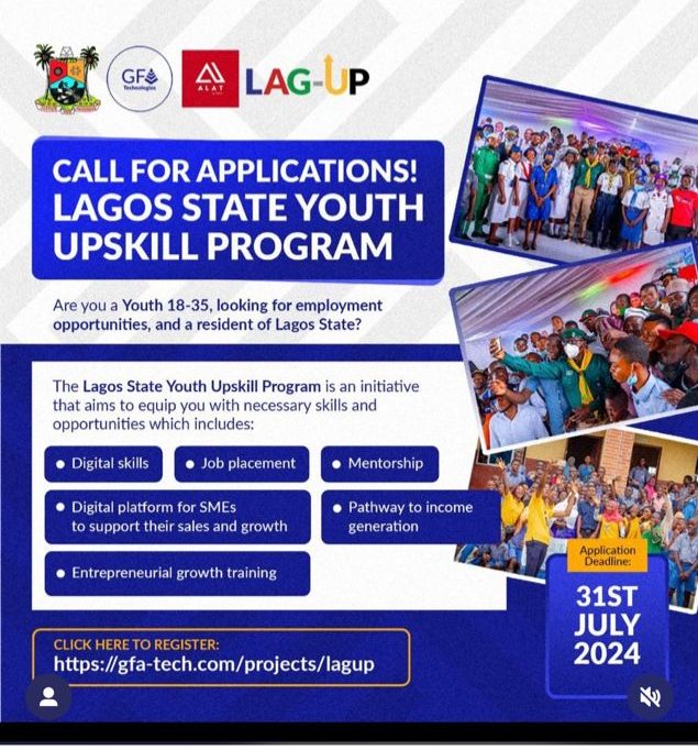 Call for Applications: LAG-UP Lagos State Youth Upskilling Program | Comprehensive upskilling To Youths And SMEs