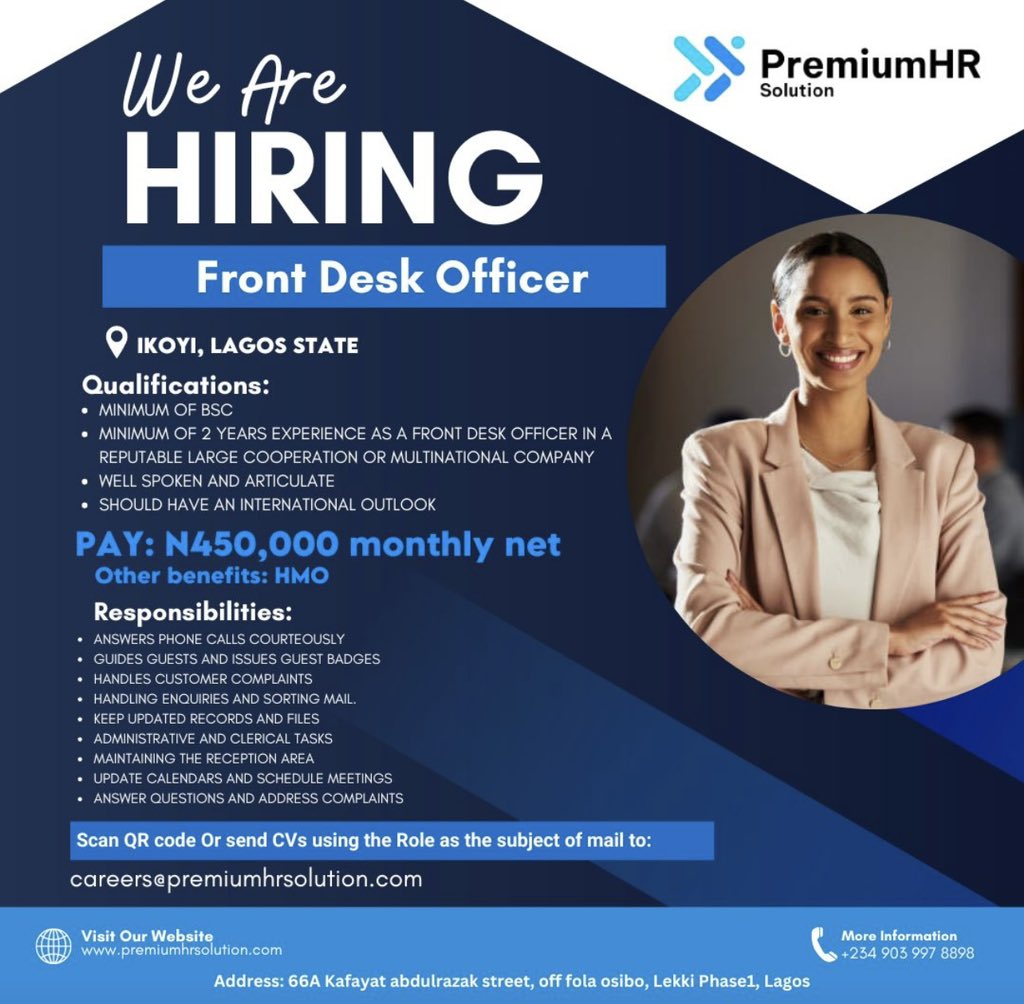 Front Desk Officer at PremiumHR solutions