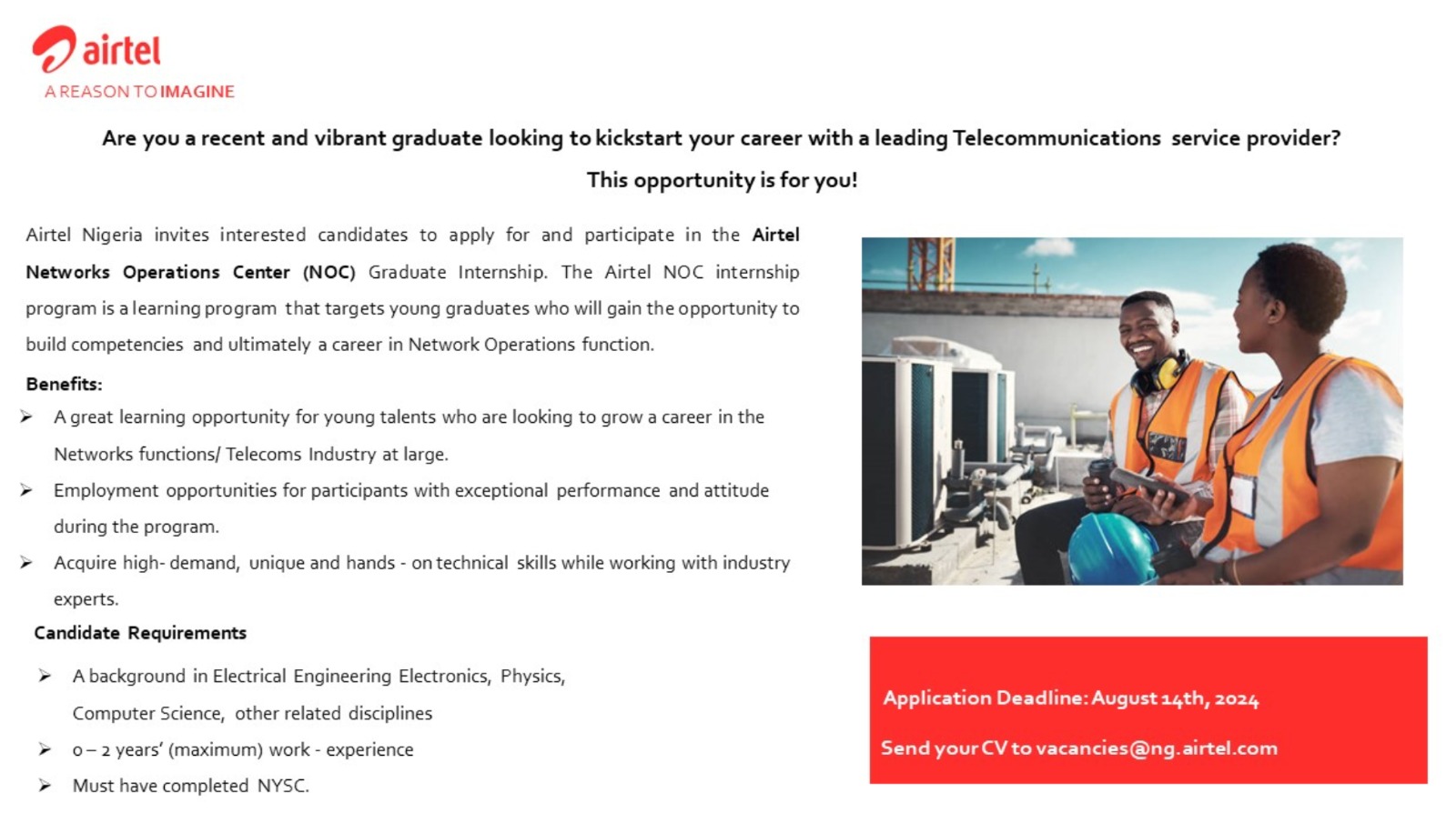 Airtel NOC Graduate Internship 2024