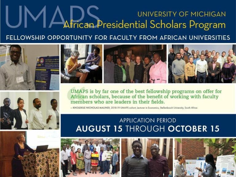 University of Michigan African Presidential Scholars (UMAPS) Program 2025/2026 | Fully-funded