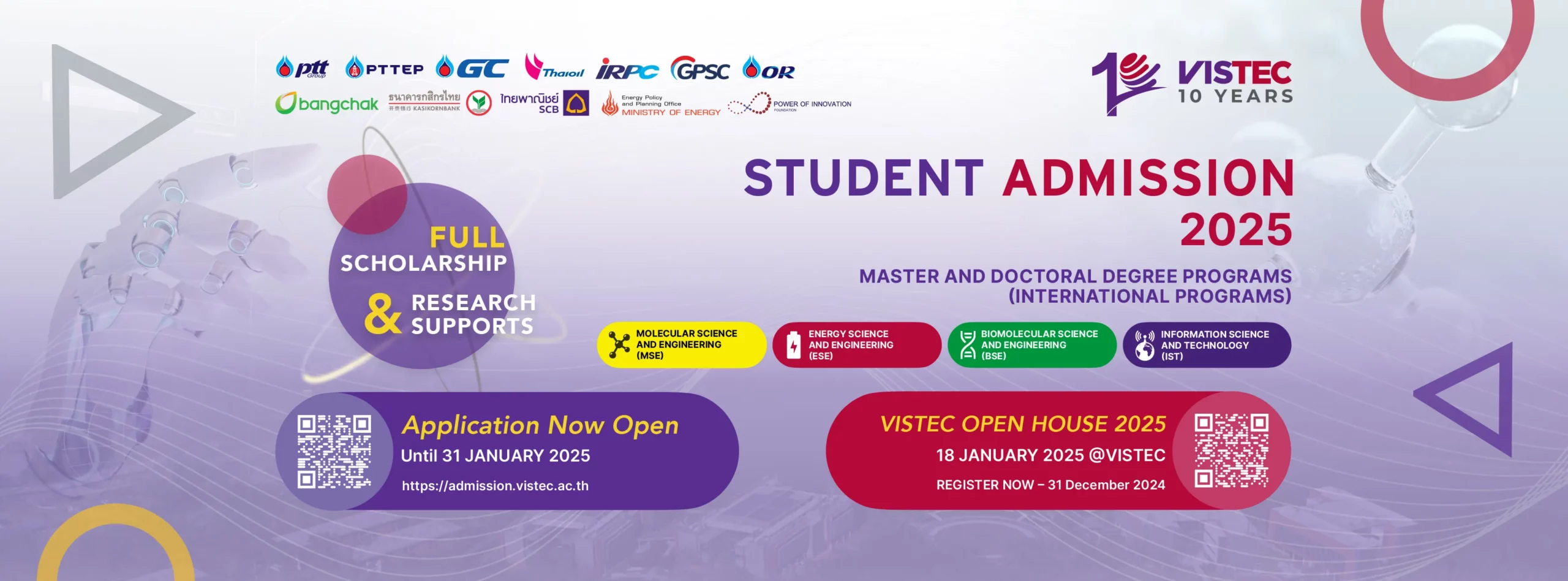 VISTEC Scholarship 2025 For International Students in Thailand | Fully Funded