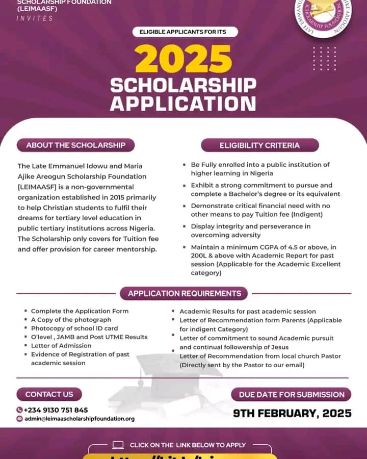 LEIMAAF Undergraduate Scholarship for Nigerians 2025