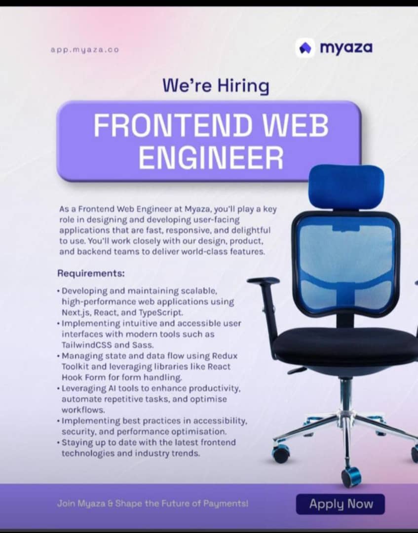 Frontend Web Engineer Needed at Myaza