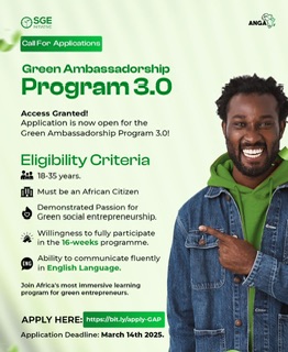 Call For Applications: Green Ambassadorship Program 2025 (GAP) For African Youths