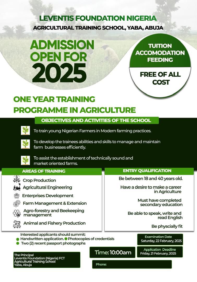 Apply Now: Leventis Foundation Agricultural Training Program 2025