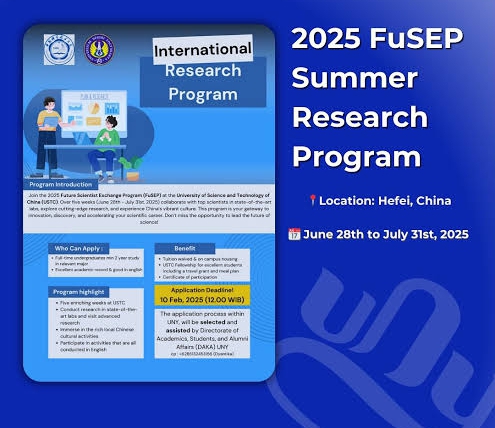 2025 FuSEP Summer Research Program for International Students to study in China