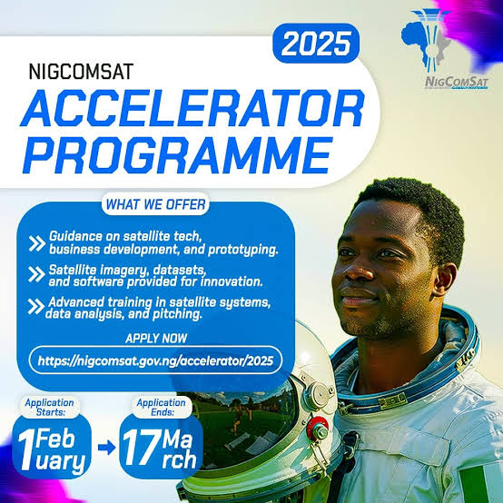 NIGCOMSAT Accelerator Program 2025 (Nigerian Communications Satellite) For Startups in Nigeria 