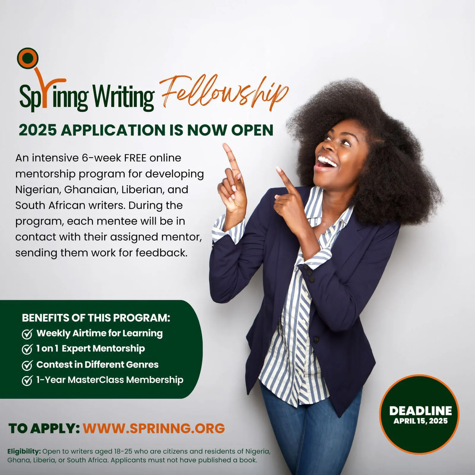 Sprinng Writing Fellowship 2025 for African Writers