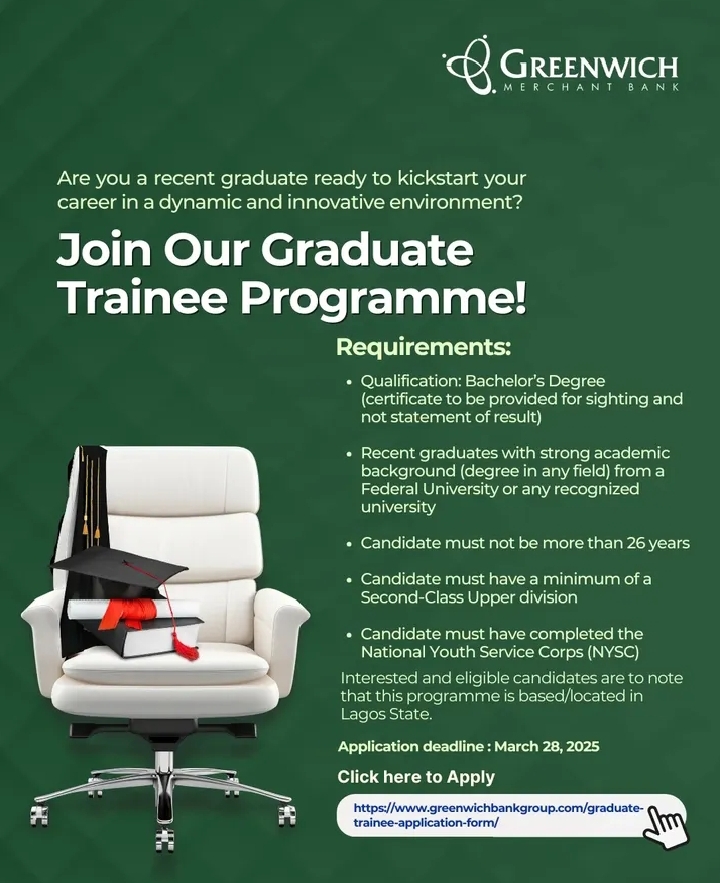 Greenwich Merchant Bank Graduate Trainee Program 2025