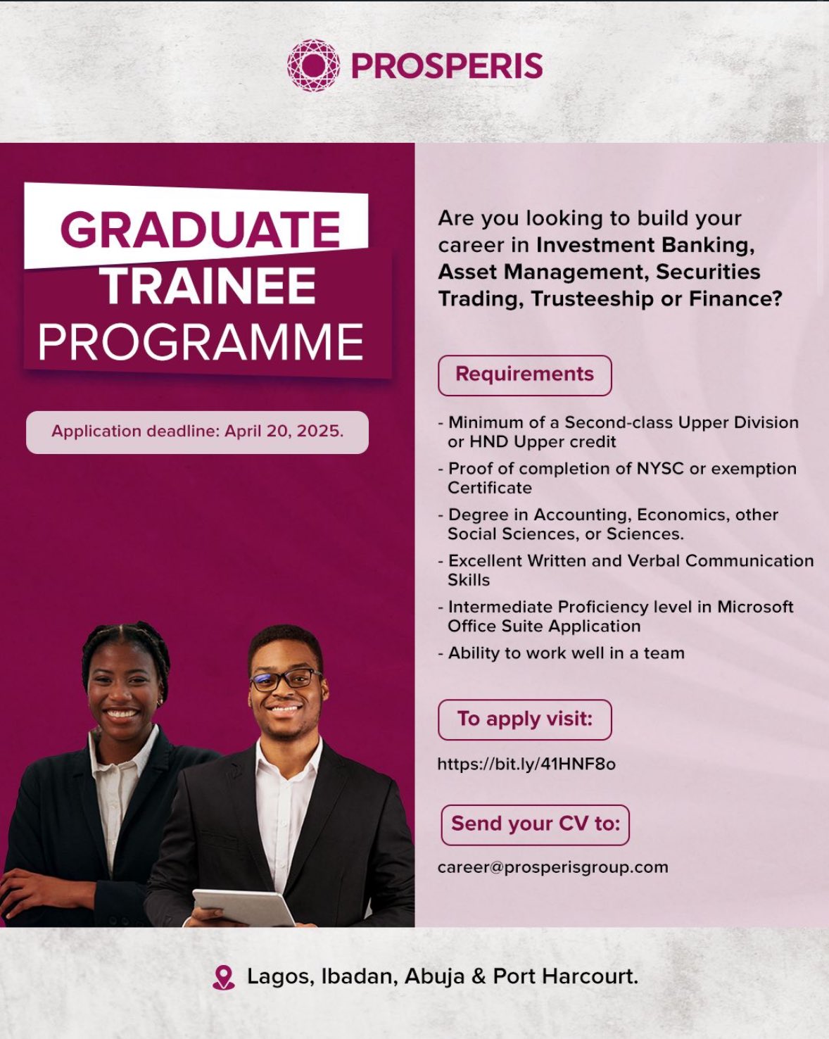 2025 Prosperis Graduate Trainee Program 