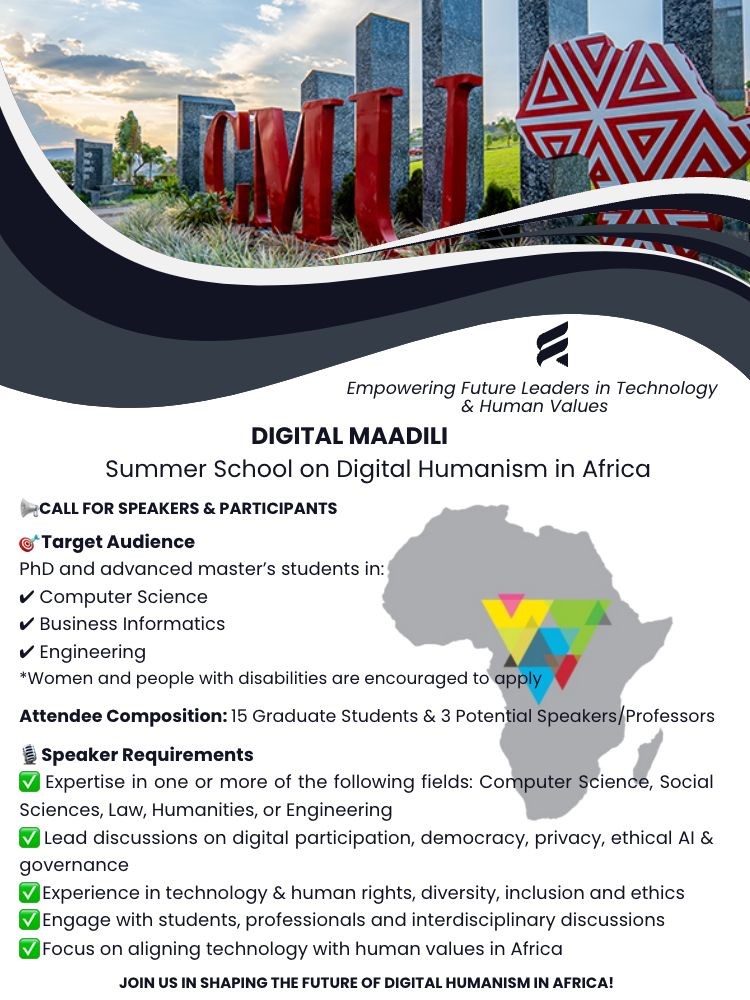 Digital Maadili Program Presents: The 2025 Digital Humanism Summer School (DigiHum) in Rwanda for All African Students 