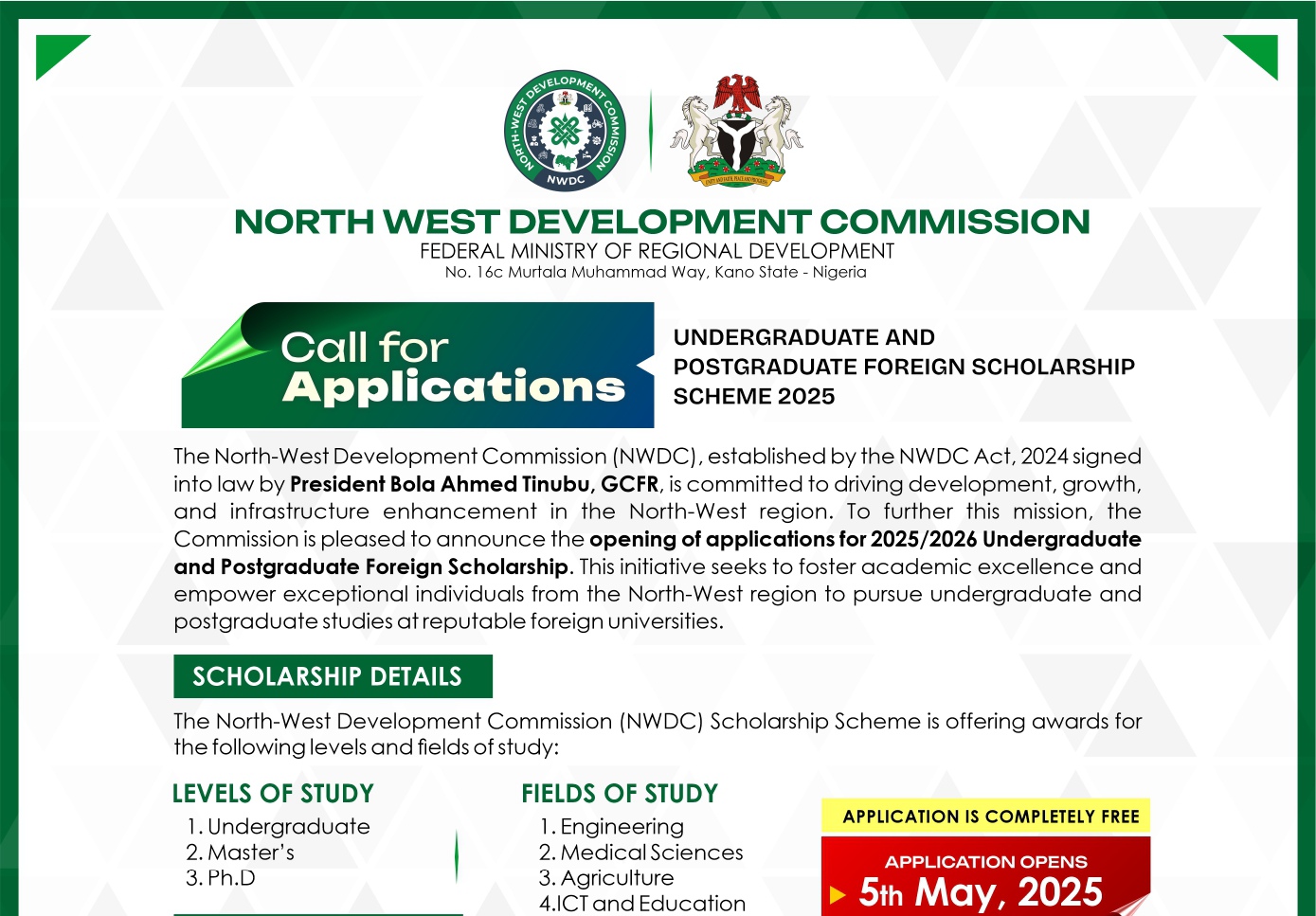 NWDC Undergraduate and Postgraduate Scholarship 2025 for Nigerians